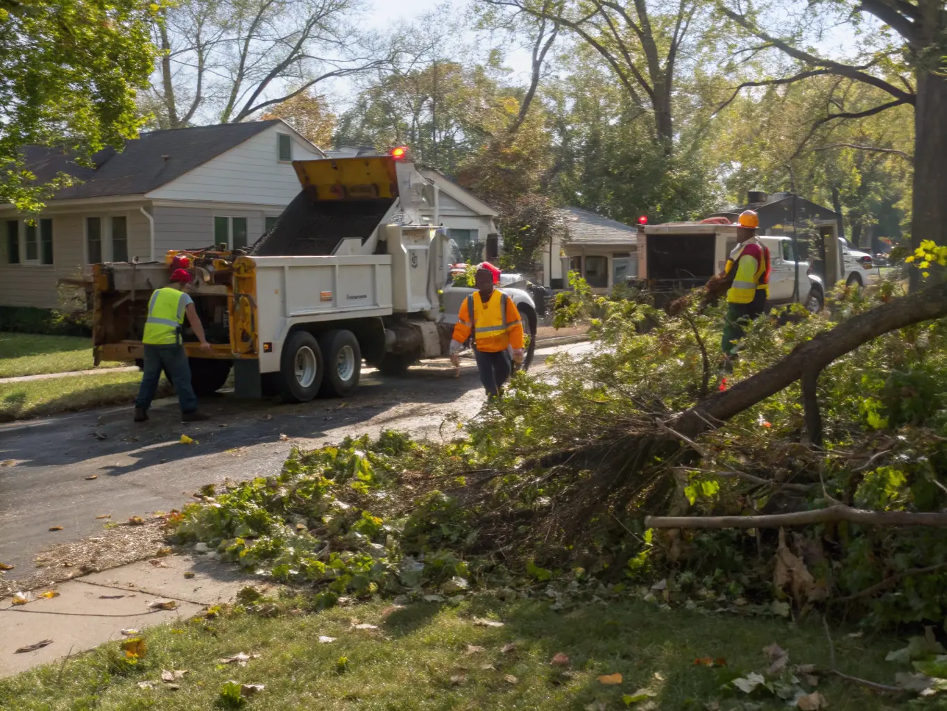 A picture of Emergency Tree Removal Port St. Lucie's crew clearing a blocked driveway after a tree has fallen, ensuring quick access and minimal disruption for the homeowner.